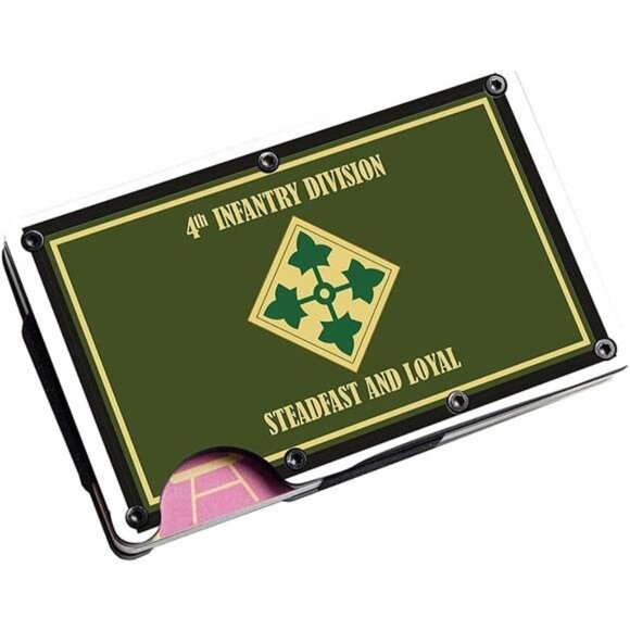 4th Infantry Division Stainless Steel Money Clip Wallet Credit Card Holder